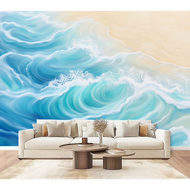 Papier peint auto-adhésif Ocean Waves Abstract, L 96 po x l 69 po
