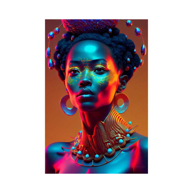 Afrofuturist African Royalty Queen I, Canvas, 18" H x 12" W x 1.5" D