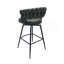 Ensemble de 2 tabourets de bar 28 po en cuir tressé en cuir technique avec pieds noirs, pas d'îlot de cuisine réglable, 360 tabourets de bar pivotants avec repose-pieds à dossier (brun clair)