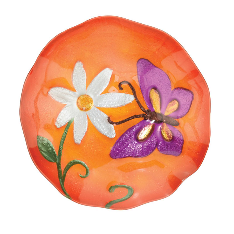 Orange and Purple Butterfly Solar Mushroom Stake Light