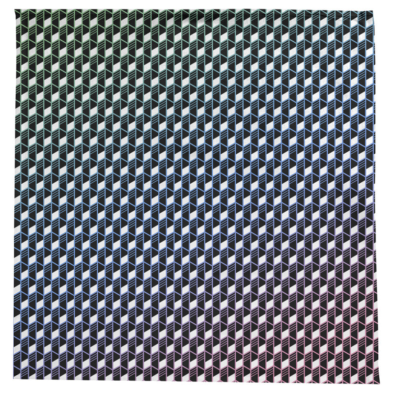 Nappe rayures géométriques Leffel, Bleu vert / rose