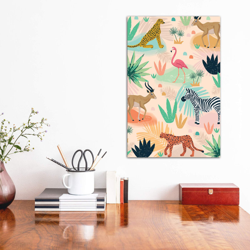 «Everyday Jungle Savannah III» par Lisa White boutons - impression d'art graphique, Pas de tapis, H 26 po x l 18 po x 1,5 po