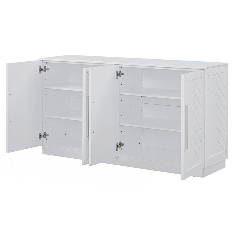 Accent Sideboard, Sideboard Buffet Cabinet With Storage, Buffet Cabinet With Adjustable Shelves, White
