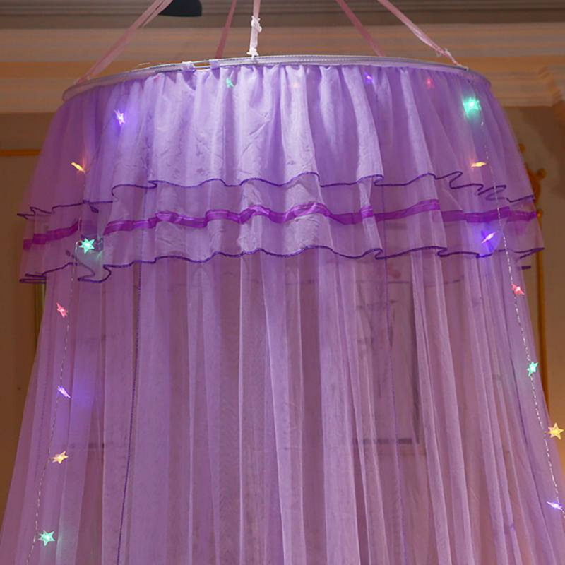Moustiquaire à dôme mauve de luxe pour princesse à suspendre de luxe pour chambre à coucher en maille de polyester en polyester