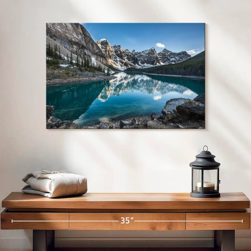 Moraine d'Alvord, eaux turquoise du lac, H 16 po x l 24 po