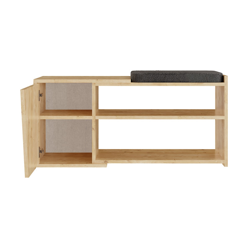 Aero Upholstered Storage Bench Entryway & Hallway Seating with Shoe Storage, Oak