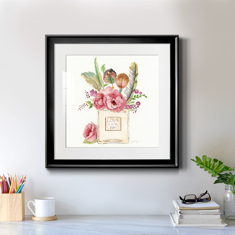 Boho Bouquet II - peinture encadrée, H 17,5 po x l 17,5 po x P 1,5 po, Cadre noir