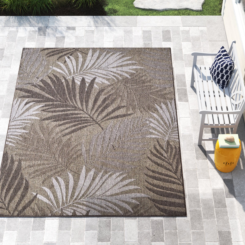 Tapis intérieur / extérieur tissé à la machine Ablie, Rectangle 3 pi 3 po x 4 pi 11 po, Naturel