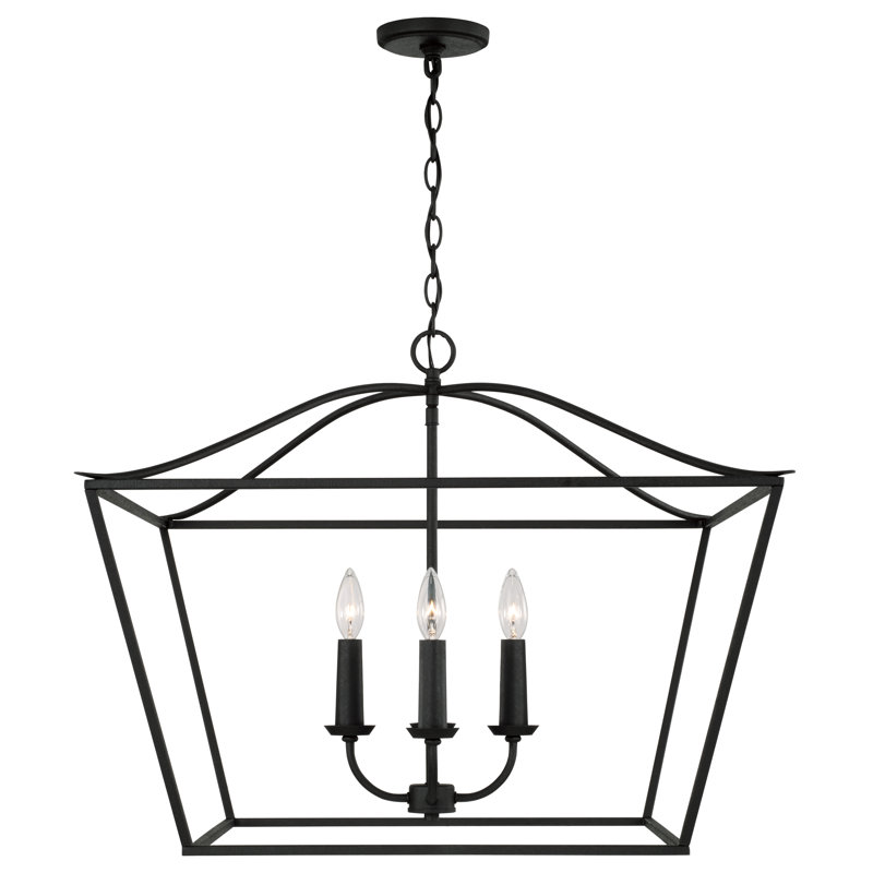 Luminaire suspendu en fer noir à 4 lumières Grady