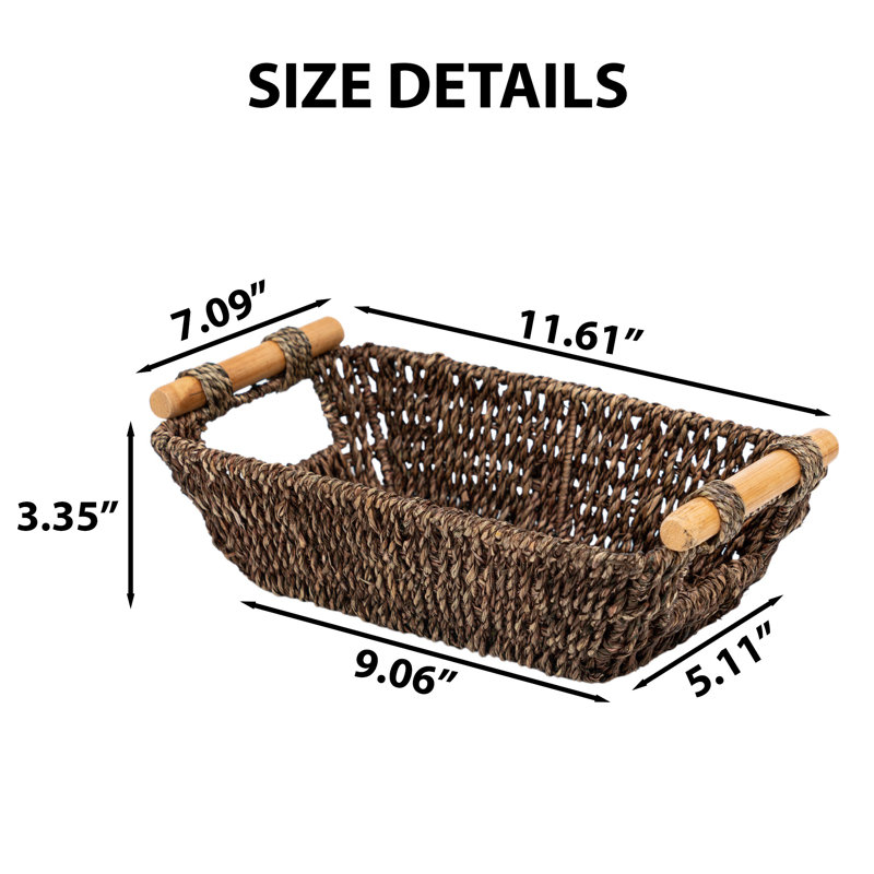Wicker Storage Basket Set 2, Small,, Brown