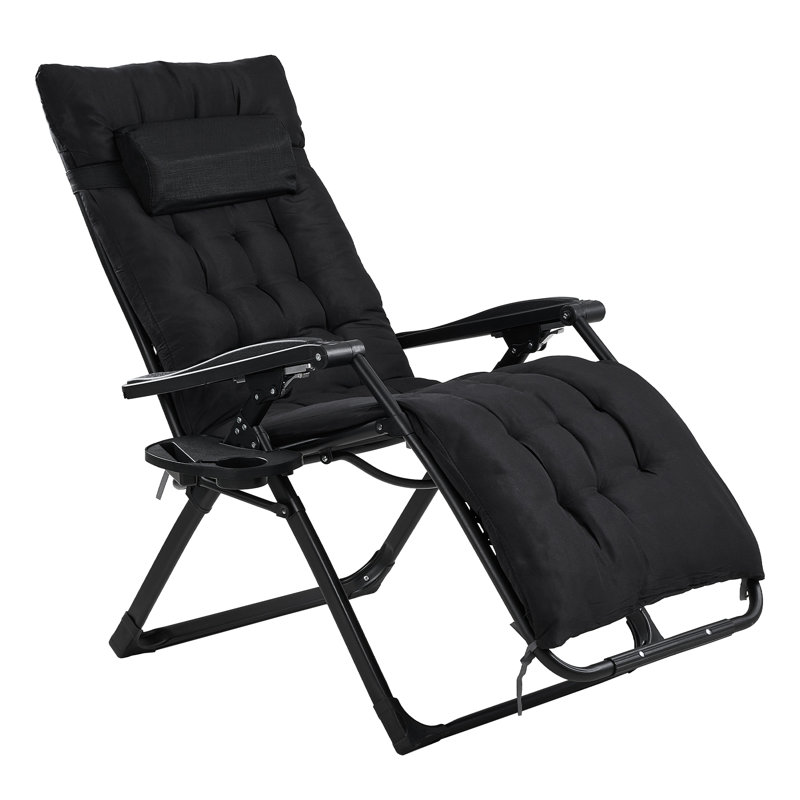 Zero Gravity Outdoor Recliner with Seat Cushion & Headrest, Black