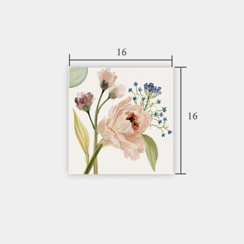 Aquarelle, bouquet floral, sans cadre, murale, 16 x 16