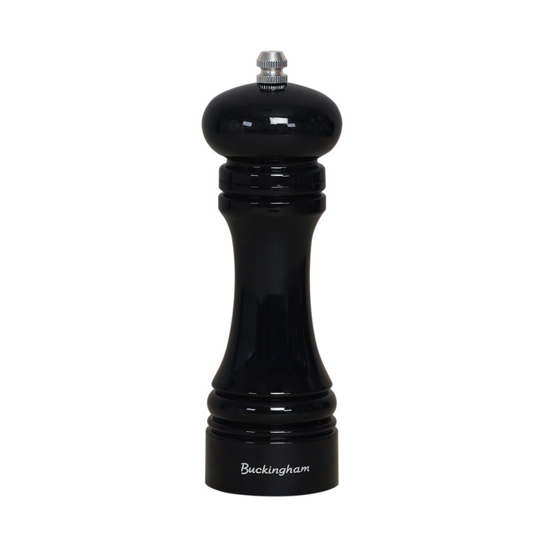 Buckingham Manual Salt Pepper Mill Black Finish ABS Plastic Adjustable Grinder Mechanism