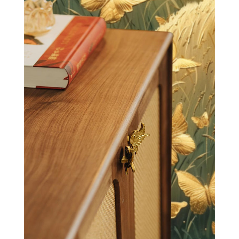 Armoire à chaussures en noyer noir uni avec poignées papillon