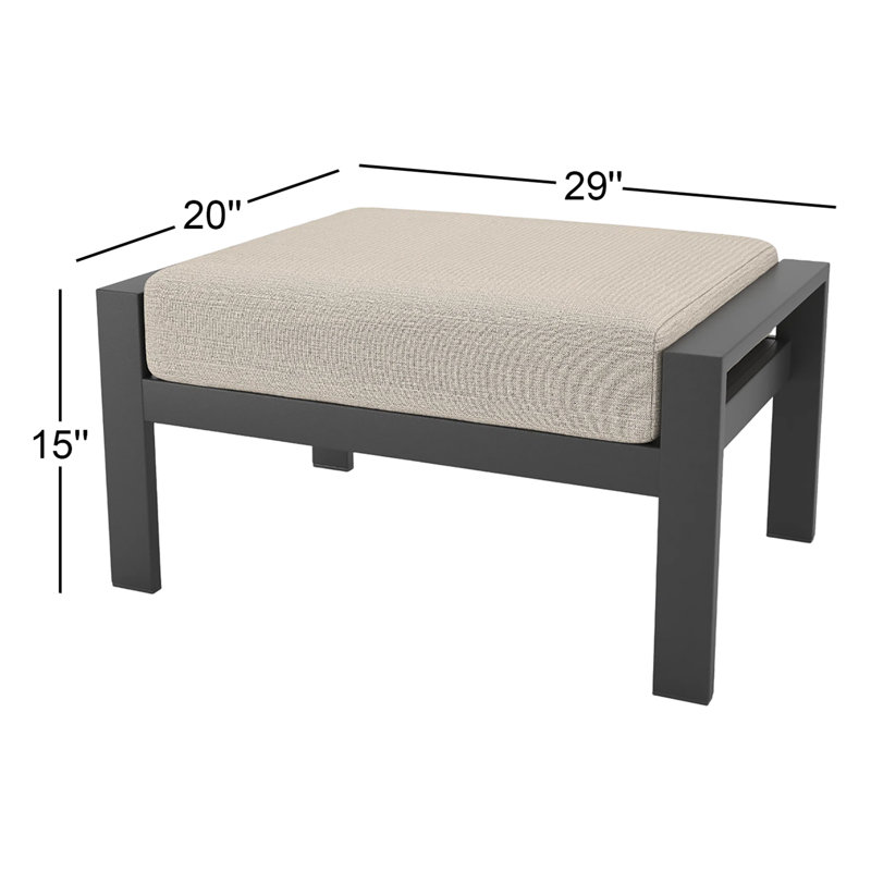 Repose-pieds d'extérieur en métal avec coussin Sunbrella® Townsend, Argent coulé Sunbrella®, No, None