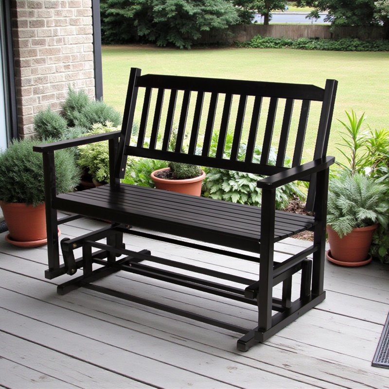 Cambon Solid Wood Outdoor Bench, Black