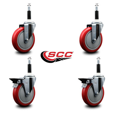 Ensemble de roulettes extensibles en poly sur roues pivotantes 7/8 pouces 2 freins SCC