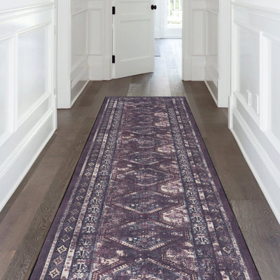 Tapis à poils courts pour la cuisine - antidérapant, lavable, animal de compagnie - noir + bourgogne, couloir lavable de 2 pi 6 po x 10 pi sans perte de poils, pliable, sécuritaire pour les animaux de compagnie