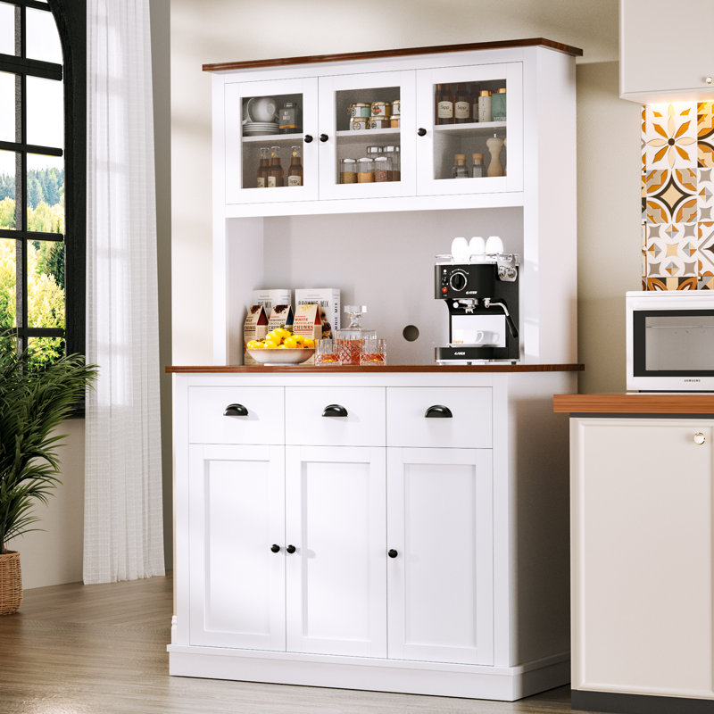 Armoire de rangement 71 po avec huche de cuisine, Blanc