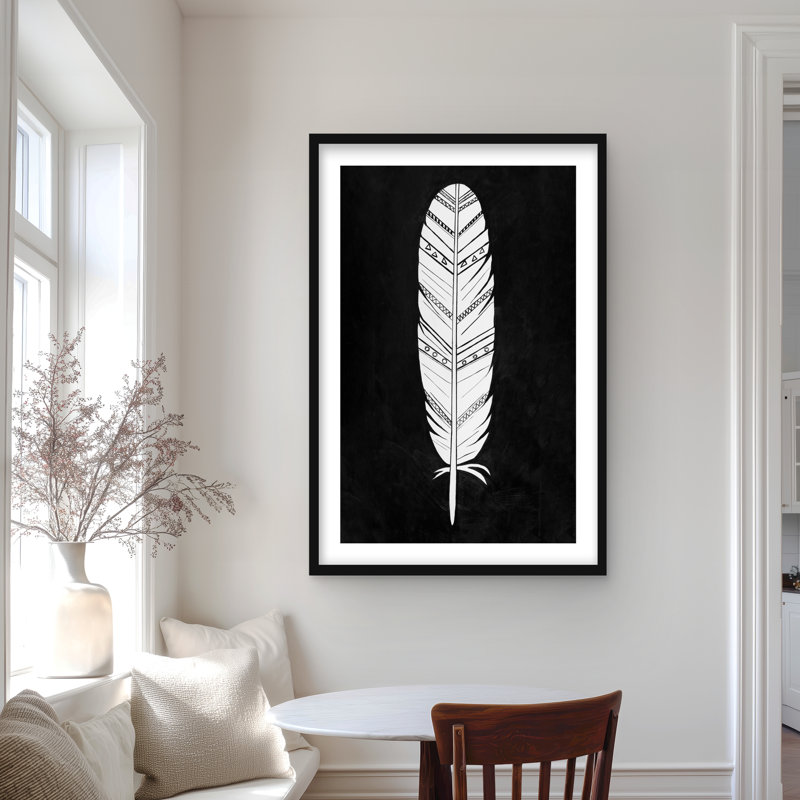 Native American Feather - White Framed Matted Print Decor
