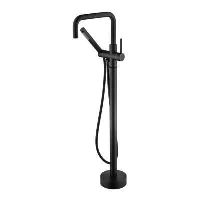 Freestanding Floor Mounted Bathtub Faucet With Hand Shower & Adjustable Tub Filler - S2154F, Finish, Brass Construction