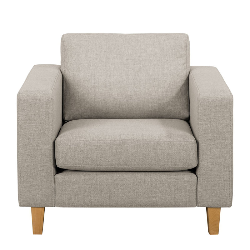 Laila-Grace Upholstered Armchair, Light Beige, Brown