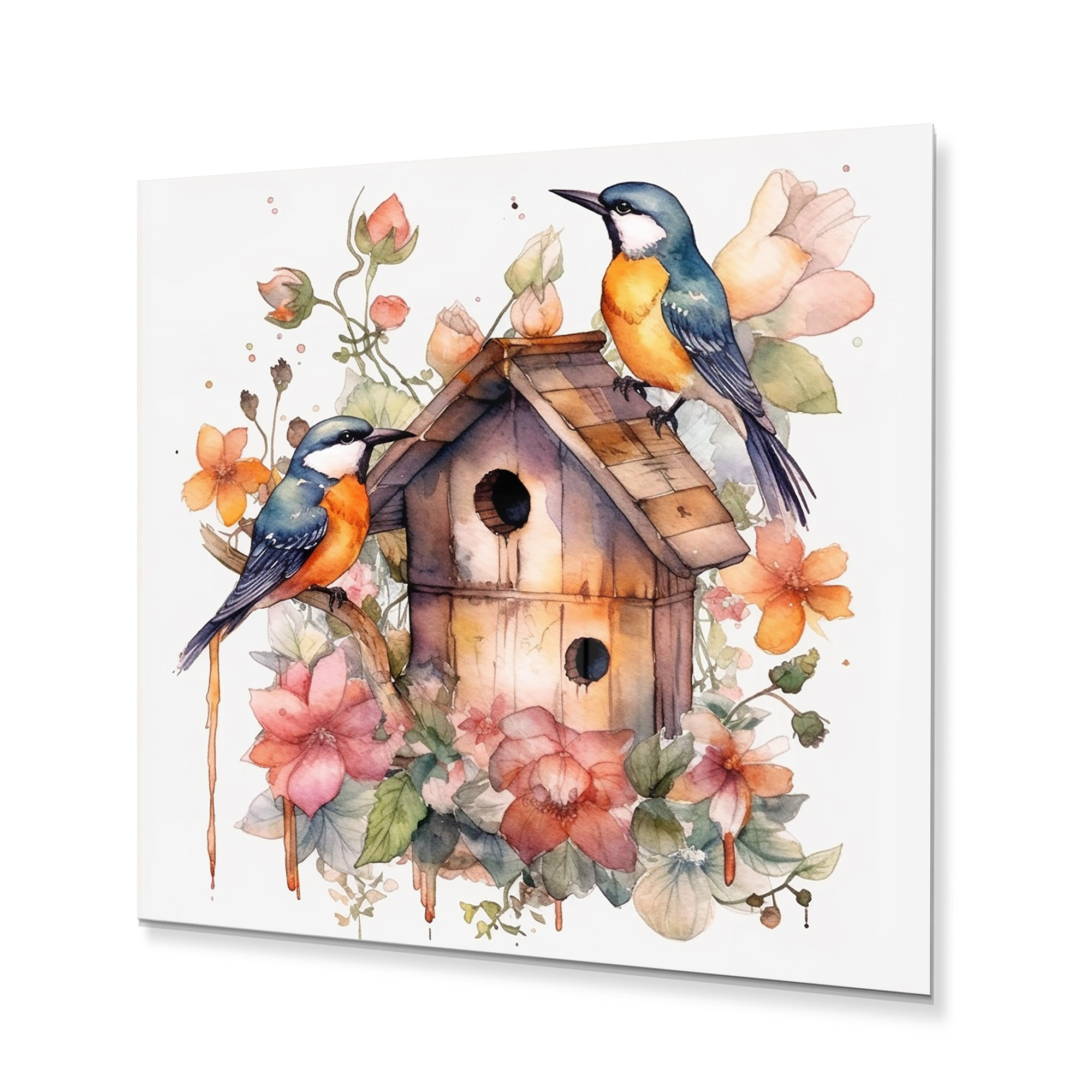Red Barrel Studio Birds On A Birdhouse - Bird Metal Wall Art - Wayfair ...
