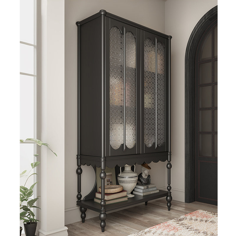 Bibliothèque française de style rétro, (4 tablettes) H 74,02 po x l 34,65 po x P 15,75 po, Noir, noir, noir, noir