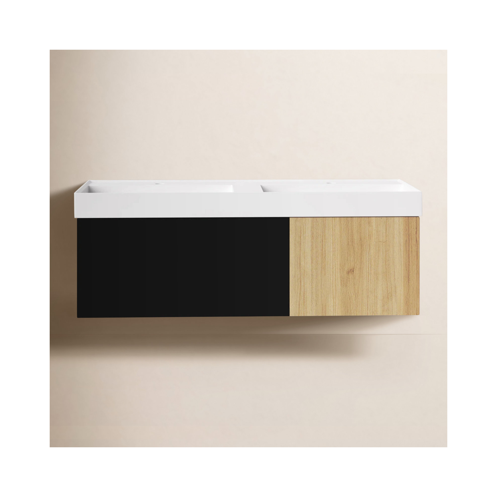 Art 55" Natural Maple Veneer Plywood Bathroom Vanity with Engineered Arcylic Top