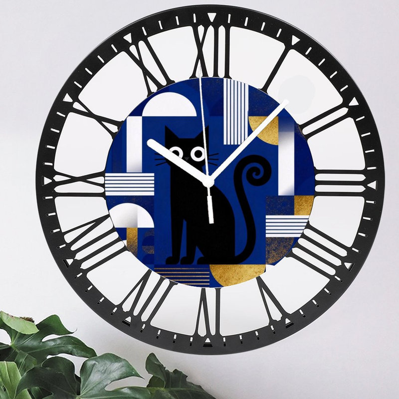 Horloge murale ronde en fer 10 po avec mouvement à quartz silencieux, chiffres romains, impression UV, Nuit