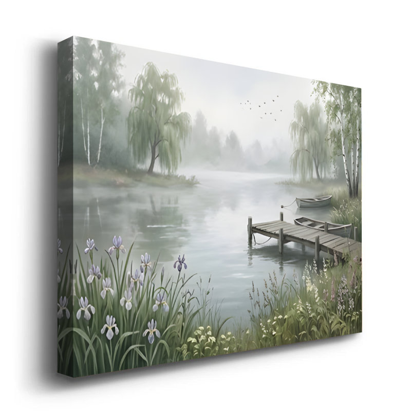 Toile encadrée «Silent Waters Misty Lakeside Dock»