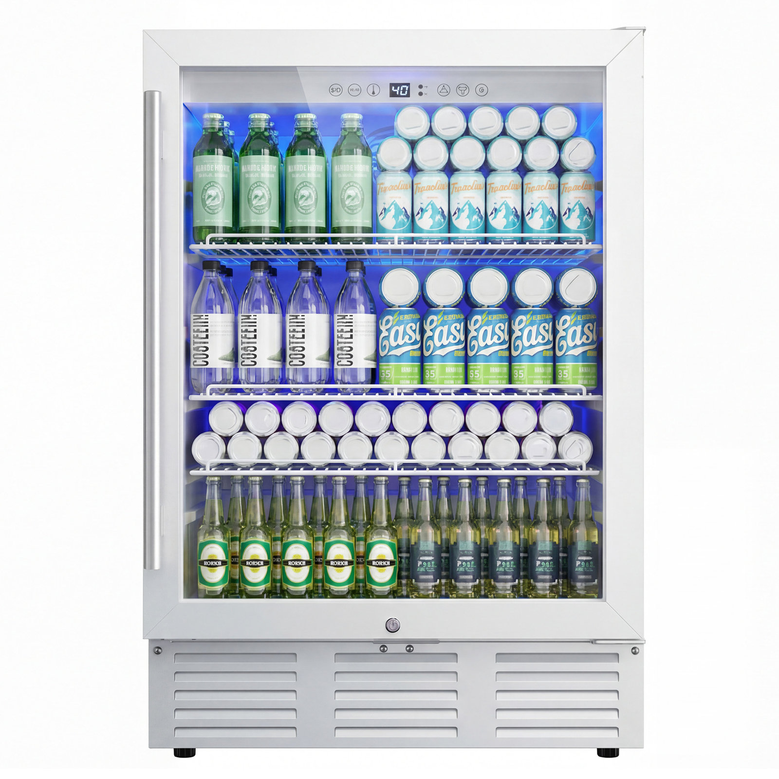 Simzlife 23.5'' W 180 Cans 5 Cubic Feet Beverage Refrigerator - Freestanding/Built-In/Under Counter Cooler with Tempered Glass Door & Reversible Handl | Fridge.com