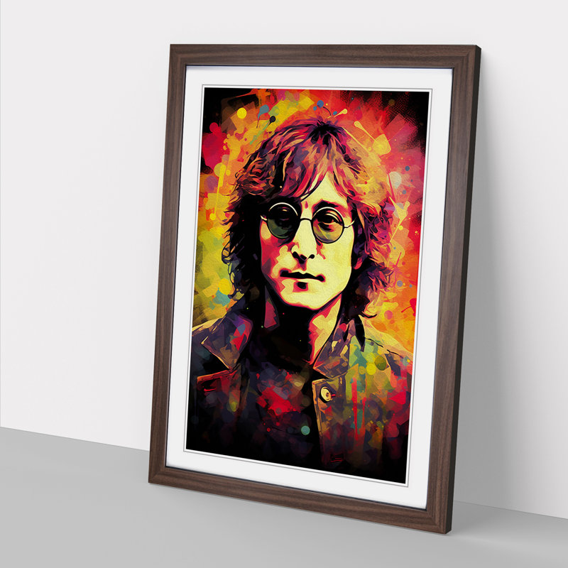 John Lennon Digital - Framed Print, Walnut, 64cm H x 46cm W x 2cm D