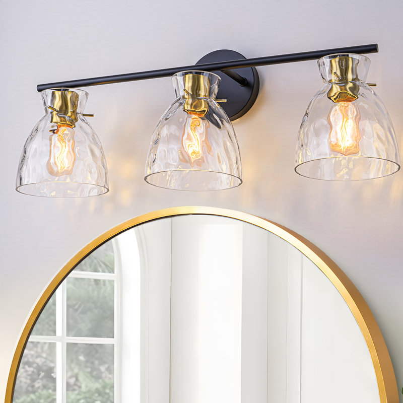 3 - Light Dimmable Vanity Light, Gold/Matte Black