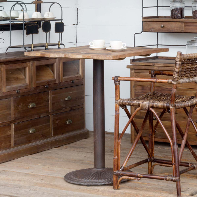 Park Hill Pantry & Cafe Elm Square Solid Wood Top with Iron Base Dining Table