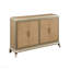 Armoire console en chêne naturel à motif soleil levant et finition taupe