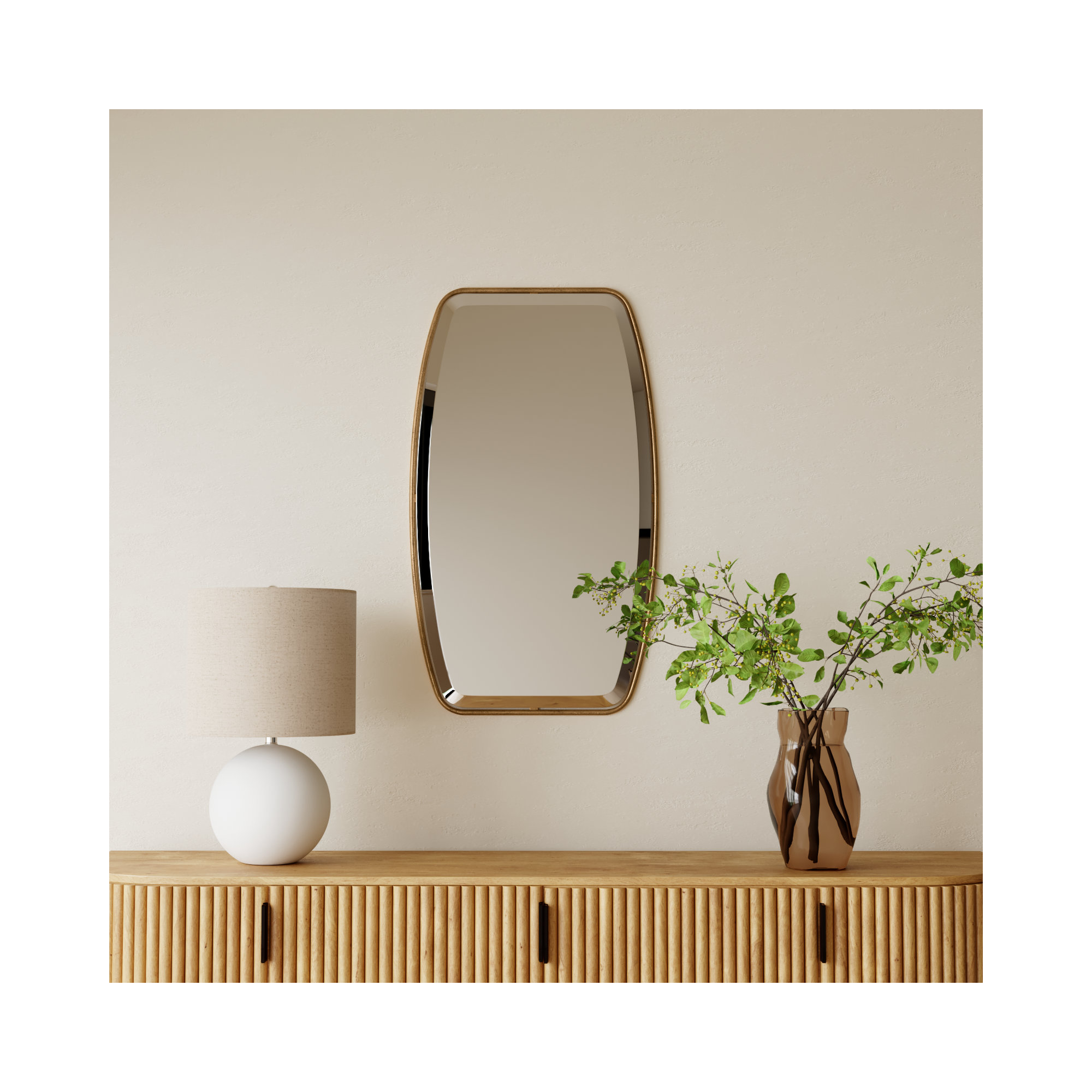 Rylie Metal Wall Mirror, Antique Gold