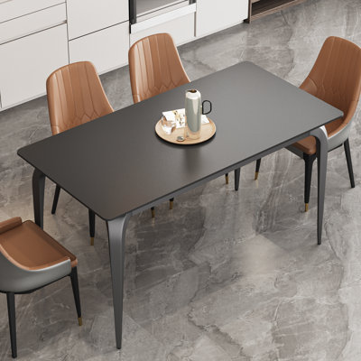 55'' Black Matte Sintered Stone Dining Table
