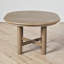 Table de salle à manger extensible, ronde à ovale, feuille amovible de 15,9 po, placage de chêne, pieds à colonnes, salle à manger scandinave-132680430