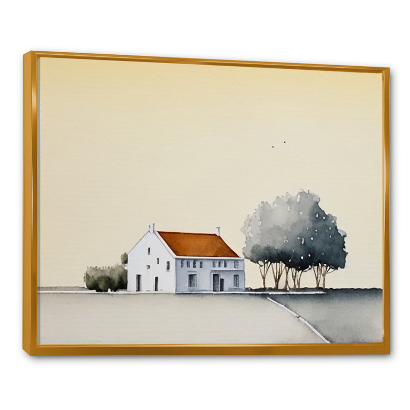 «Countryhouse in the Countryside», reproduction sur toile, H 30 po x l 40 po x P 1,5 po, Toile avec cadre flottant or