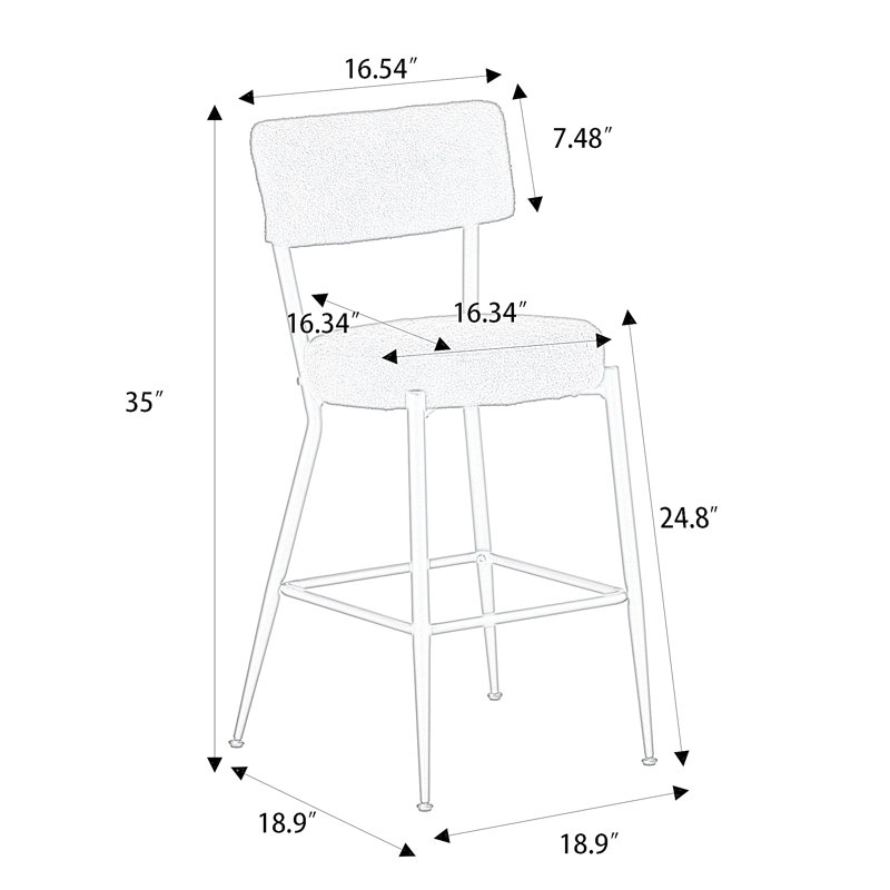Tabouret de comptoir 25 po Huerfano, Noir, Blanc