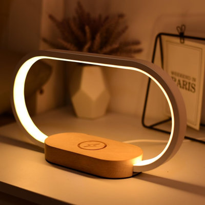  Studio™ Superior Wooden Nightstand Light For Bedroom, Nursery, Or Desk, Wireless Charging Bedside Lamp With Usb Charging Port, Touch-control Desk Lamp, Perfect Present, Easy Dimming, And Three Color Temperatures