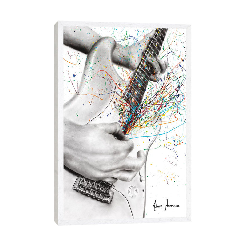 The Guitar Solo 1 Piece Wall Art on Canvas, 152.5 cm H x 101.5 cm W, White Framed