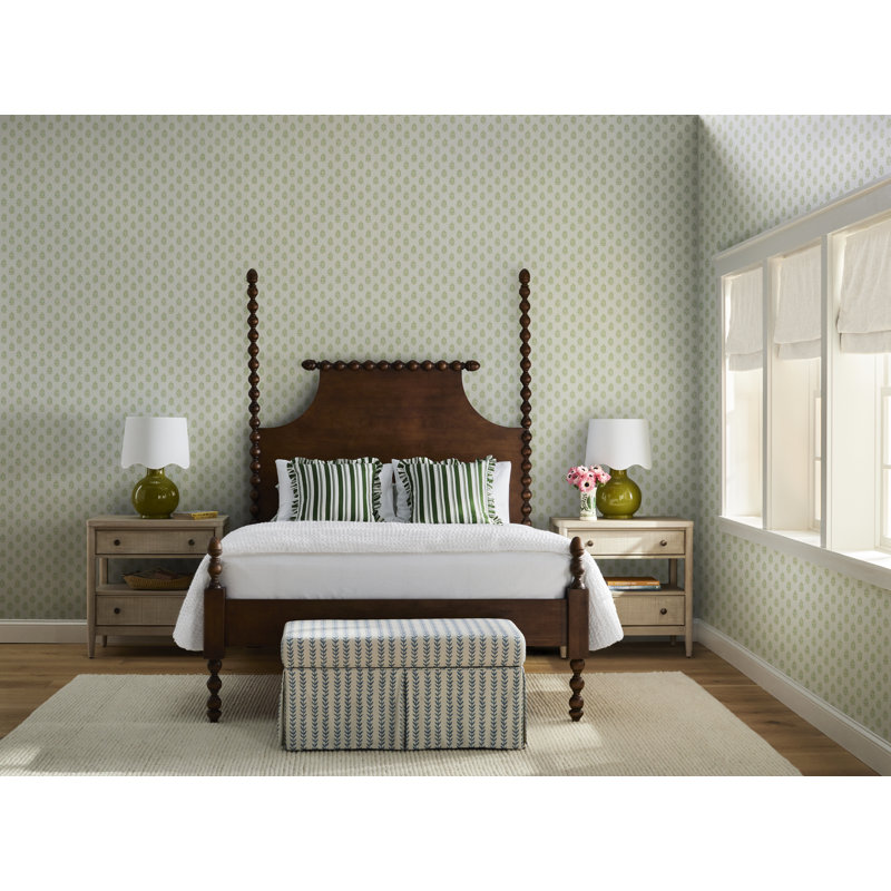 Mary Spindle Four Post Bed, Queen, Sea Glass