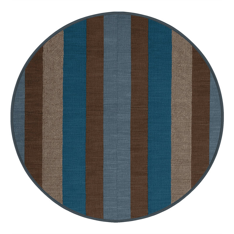 Tapis damier noir lavable à la machine, Rond 4 pi