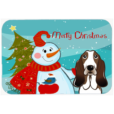 Caroline's Treasures Snowman Buddies with Basset Hound Glass Cutting Board