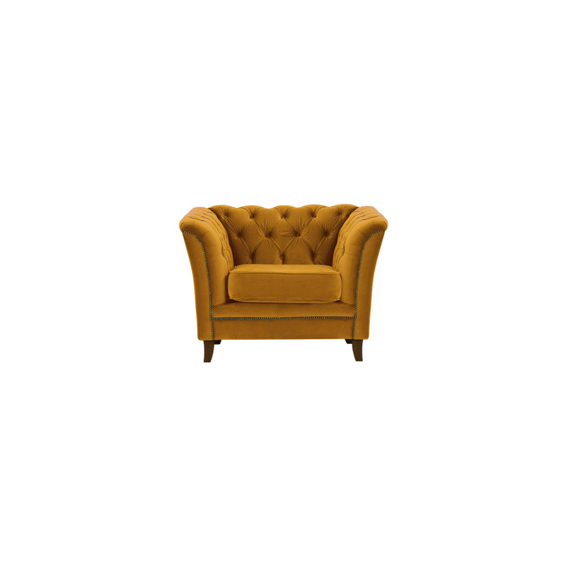 Milana Velvet Armchair, Dark Oak, Orange