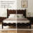 Ines Wood Bed Frame with Upholstered Headboard - Vegan Leather Upholstery-449762894-446306939