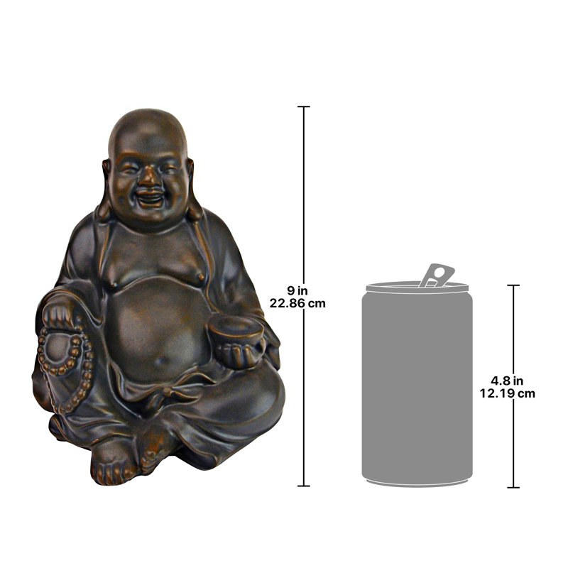 Statue de Bouddha riant heureux Hotei, H 9 po x l 8,5 po x P 7 po