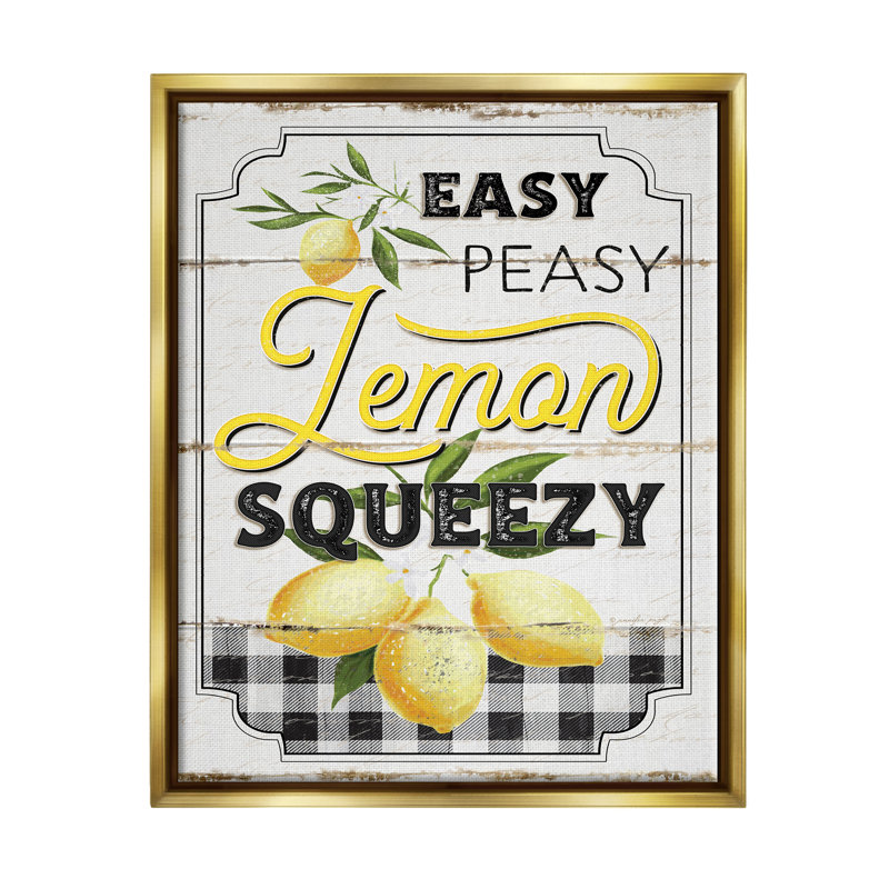 Art mural rétro sur toile, "Easy Peasy Lemon Squeezy" par Jennifer Pugh, H 31 po x l 25 po x P 1,7 po